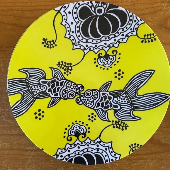 EUC 3 large Anthropologie melanine koi fish platters/plates. 12 inch. Beautiful - Picture 2 of 6